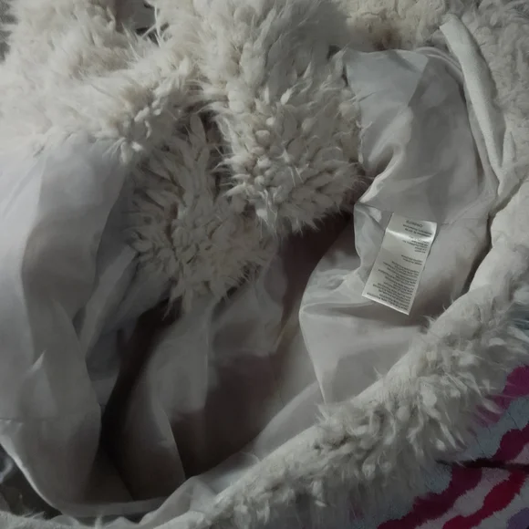 Anthropologie Cream Faux Fur Teddy Jacket Size XXS Faux Fur And Polyester Fabri - Picture 7 of 12